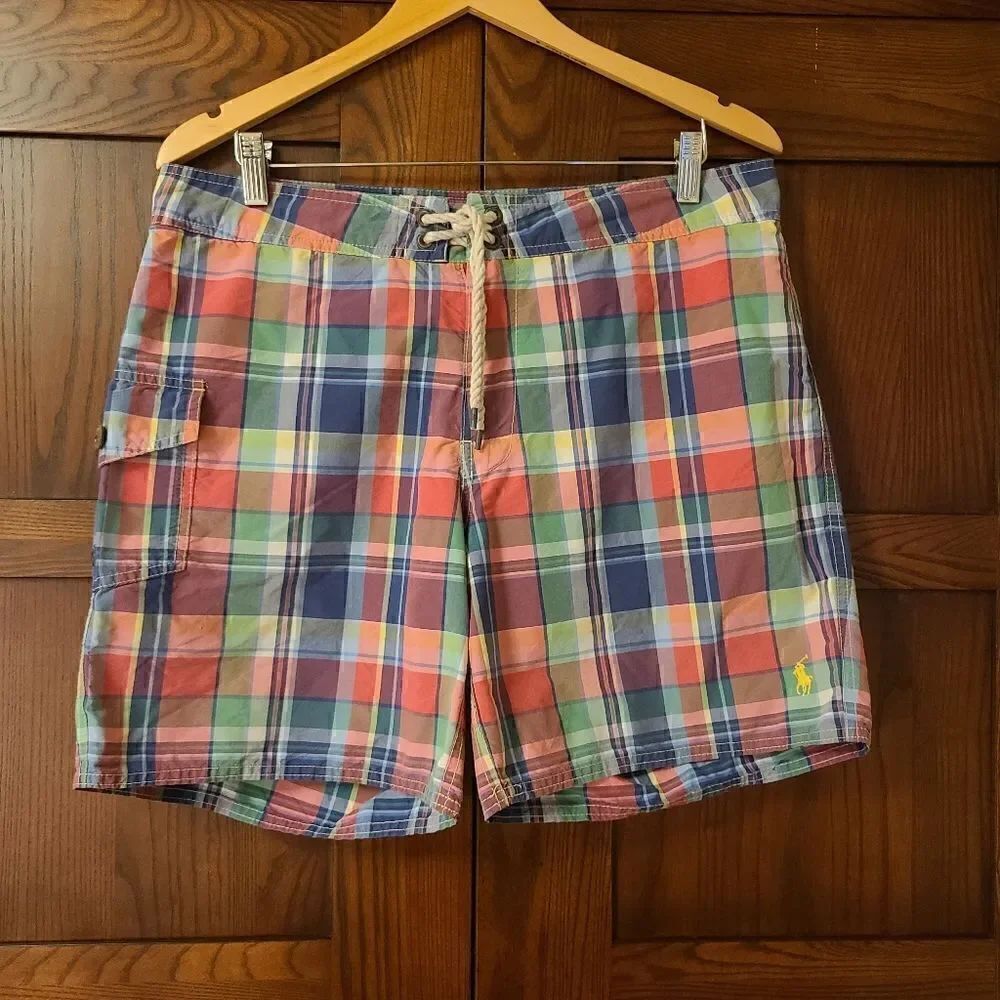 Polo Ralph Lauren Swim Trunks Madras Plaid Size 34
